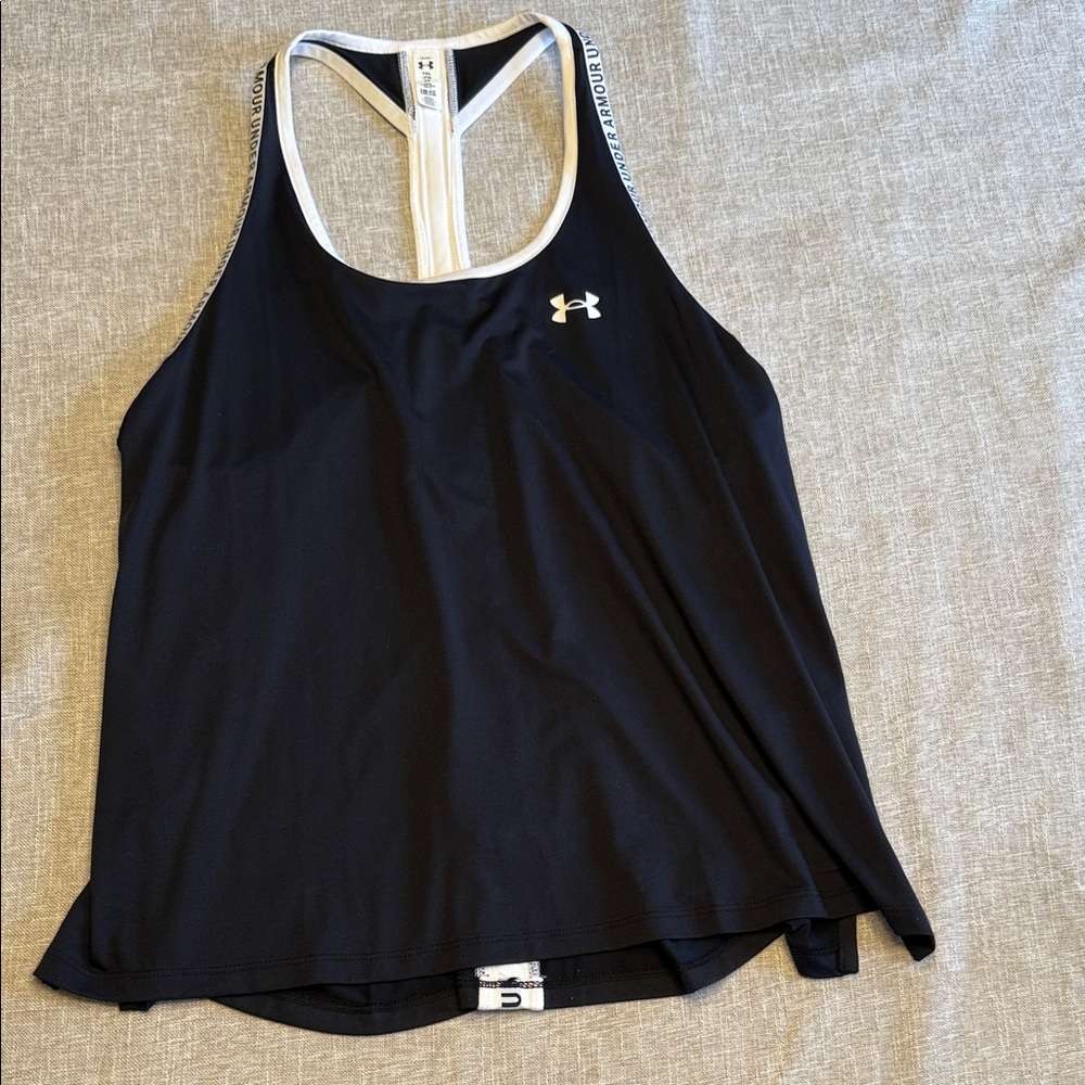 Under Armour Black and White Racerback Tank YXL